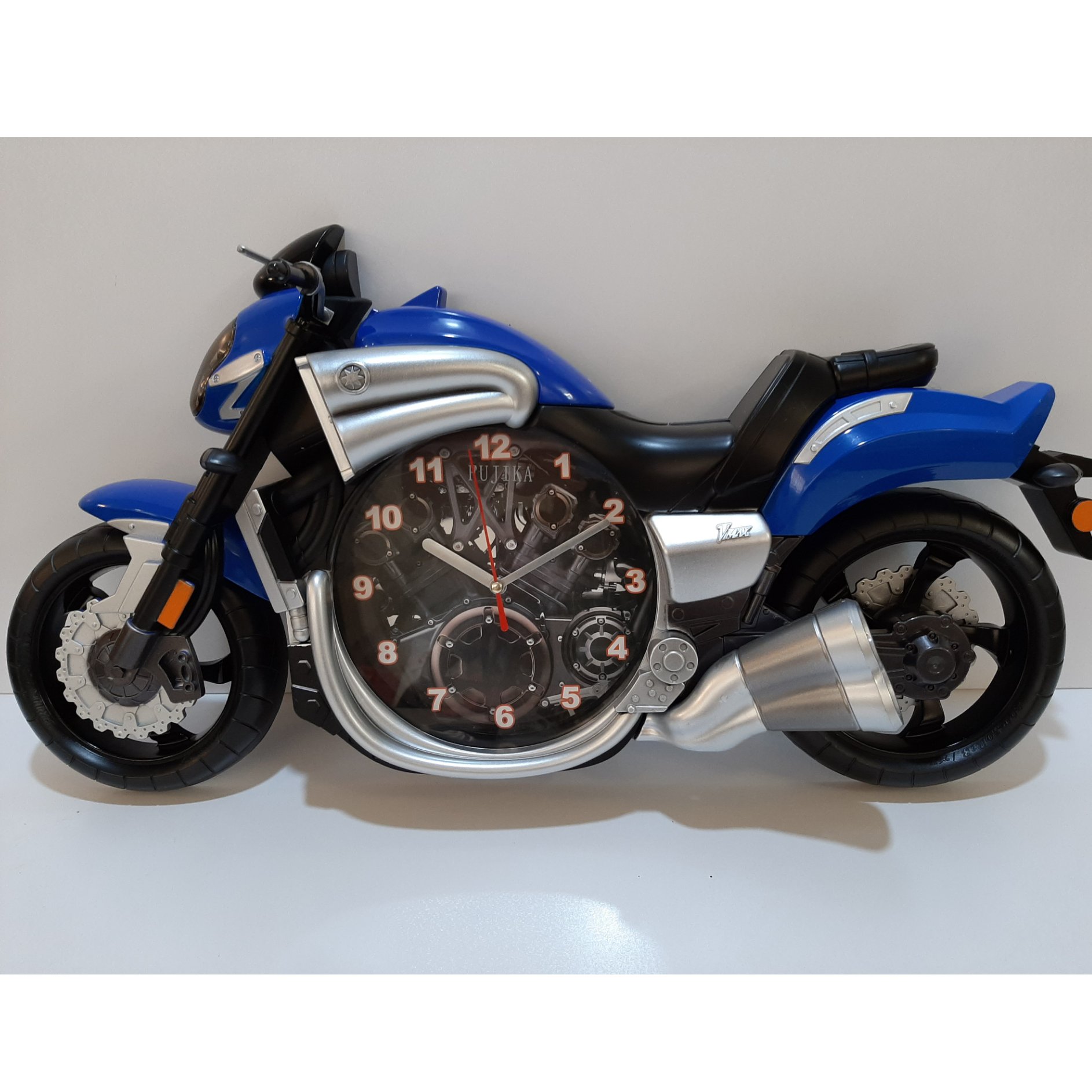 ساعت دیواری طرح موتور سیکلت آبی