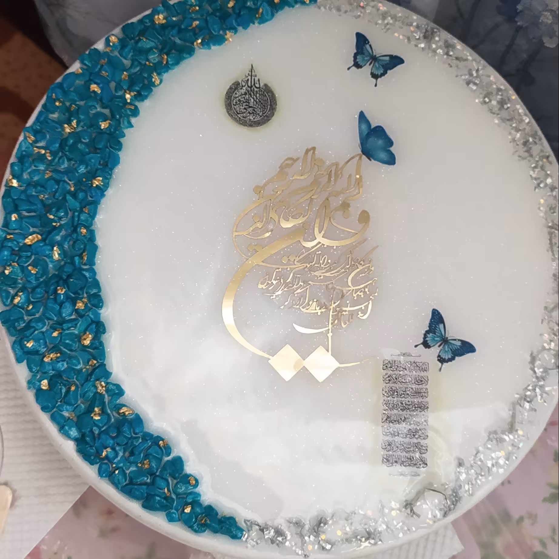 تابلو رزینی چشم نظر بسیار زیبا و شیک برای منزل ( شب تاب می باشد)