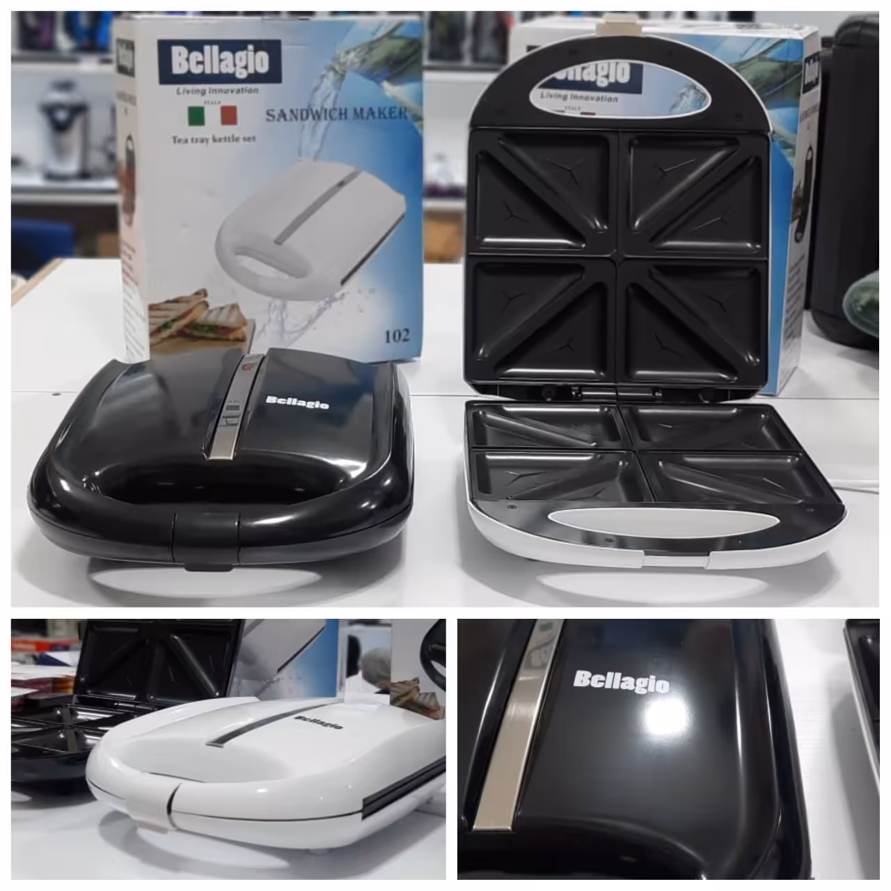  اسنک ساز ساندویچ ساز  بلاجیو ایتالیایی مدل 102 
 4خانه  8لقمه 
 توان مصرفی 1400W  