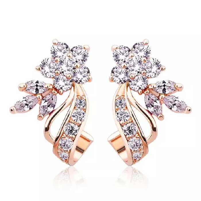 گوشواره طرح گل ظریف رزگلد کد E028