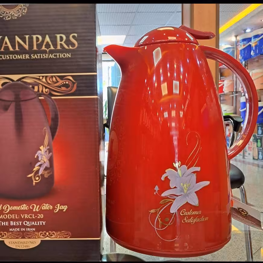 فلاسک 1 لیتری شیشه قرمز 