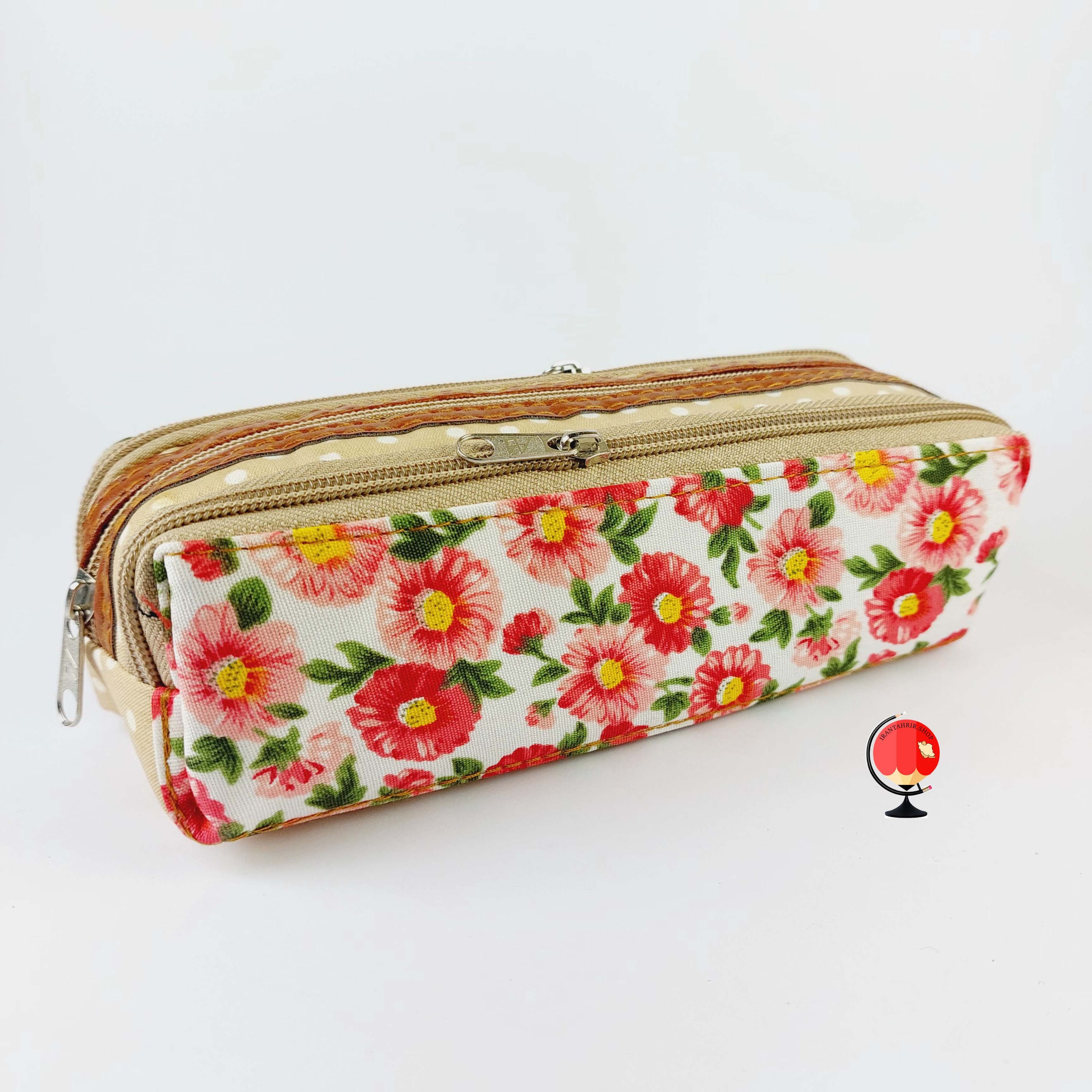 جامدادی متین مدل طرح گلدار قرمز رنگ کد 2436