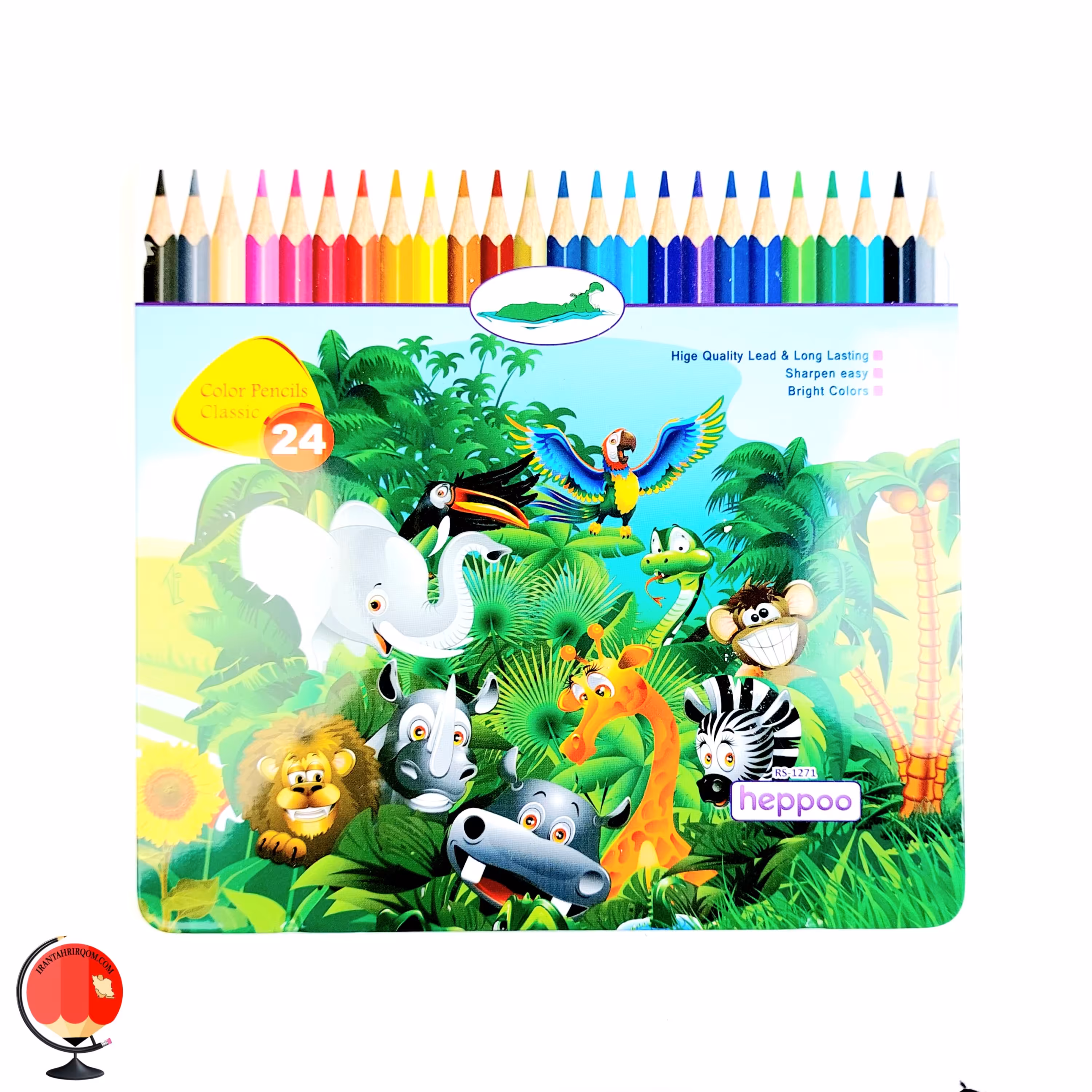 مداد رنگی 24 رنگ هیپو جعبه فلز طرح جنگل کد 1323