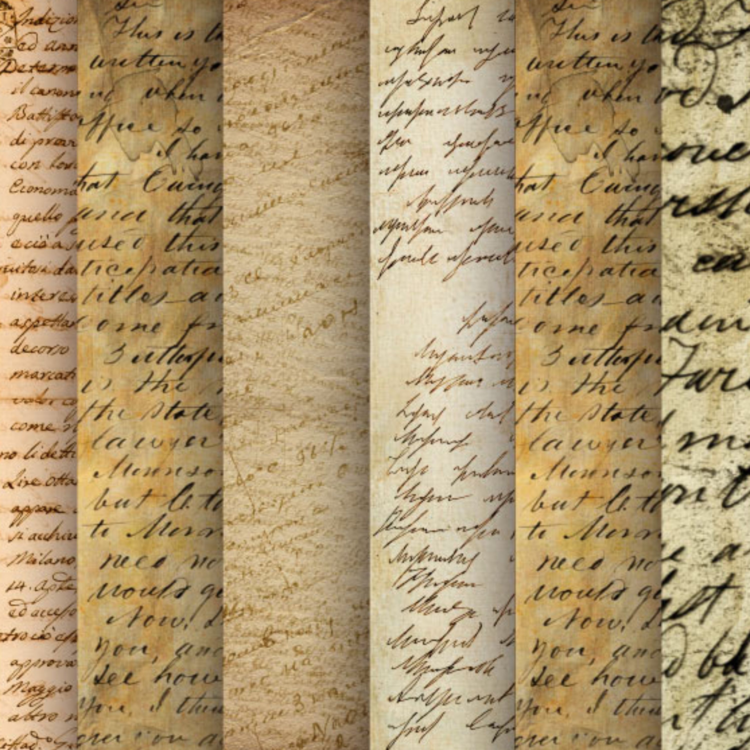 پک 6 برگه‌ای کاغذ گلاسه اسکرپ بوک طرح نامه‌های قدیمی انگلیسی