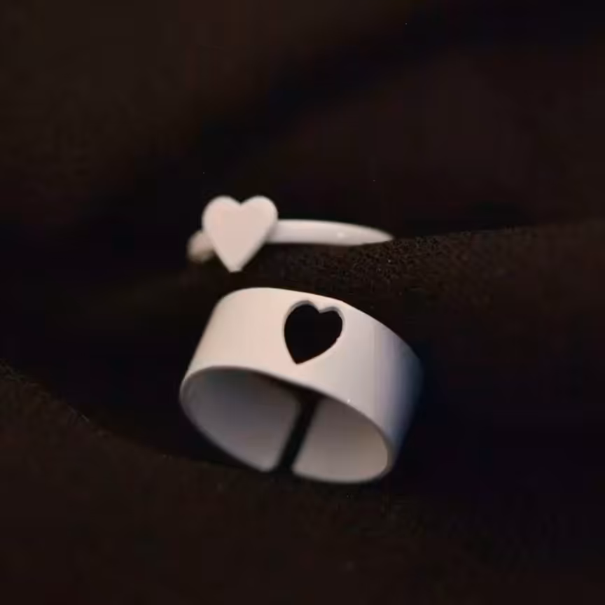 انگشتر مکمل قلب سفید دوعددی