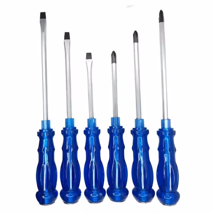 مجموعه 6عددی  پیچ گوشتی چهارسو و دوسو مدل ضربه خور کلاهک اهن ربایی مدل CVR