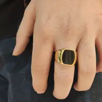 انگشتر  مونت بلانک طلایی استیل  کد08سایز9
