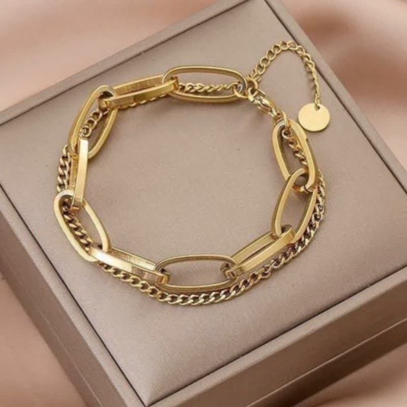 دستبند کارتیه طلایی استیل رنگ ثابت کد1550