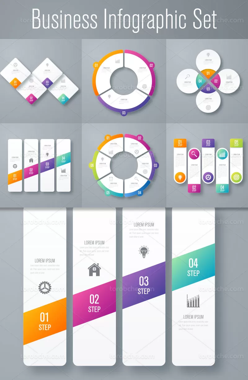 وکتور اینفوگرافیک بیزینس انتراعی رنگی | گرافیک با طعم تربچه