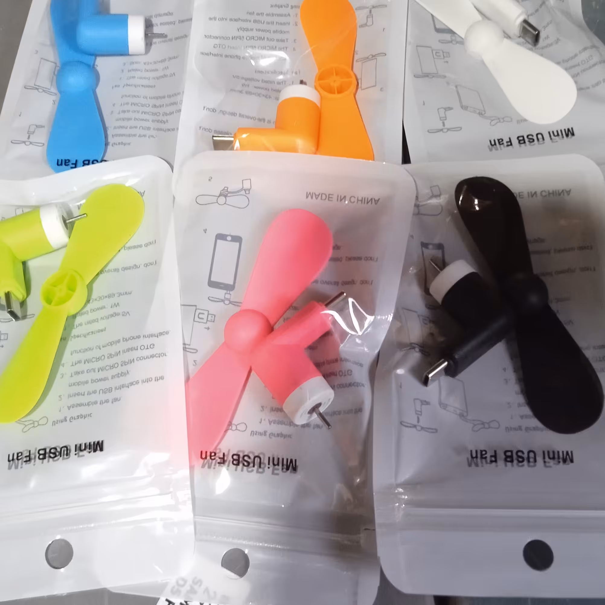 پنکه موبایلی Type-C(سفید.مشکی.آبی.نارنجی.صورتی.سبز)