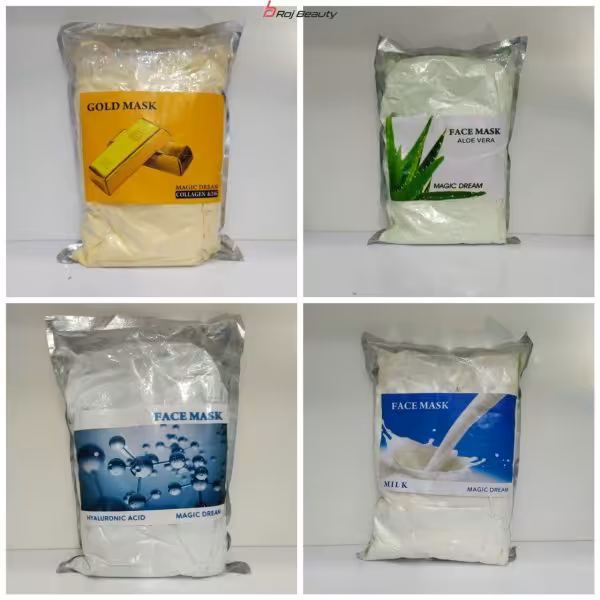 ماسک پودری لاتکسی 1 کیلویی اورجینال کره ای با عصاره های شیر و کلاژن، الوئه ورا، هیالورونیک اسید و طلا MASK MAGIC DREAM