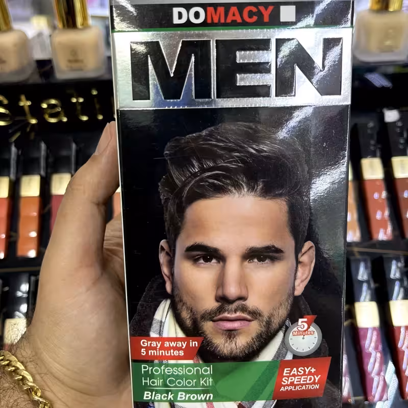کیت رنگ مو مردانه قهوه ای مشکی دوماسی حجم 50 میلی لیتر | amazonchi