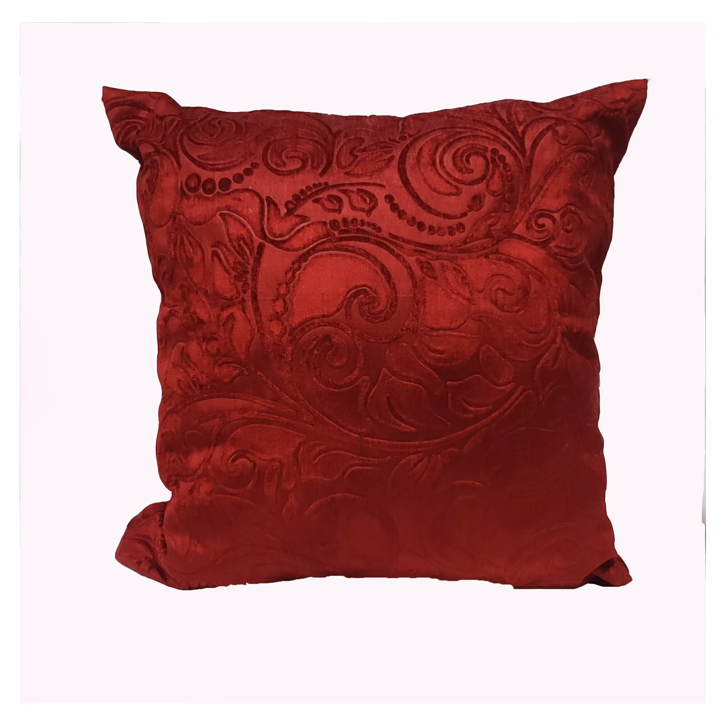 کاور کوسن مخمل طرحدار  به رنگ قرمز  سایز 35در 35