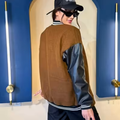 سویشرت بیسبالی آستین چرم367