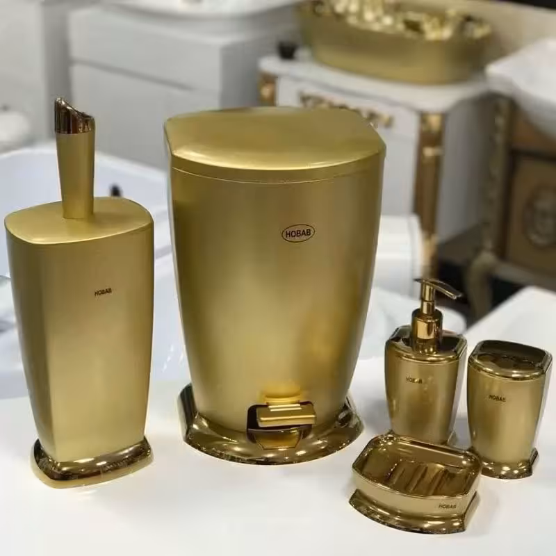 ست سرویس بهداشتی حباب بژطلا(ارسال تیپاکس پس کرایه)
