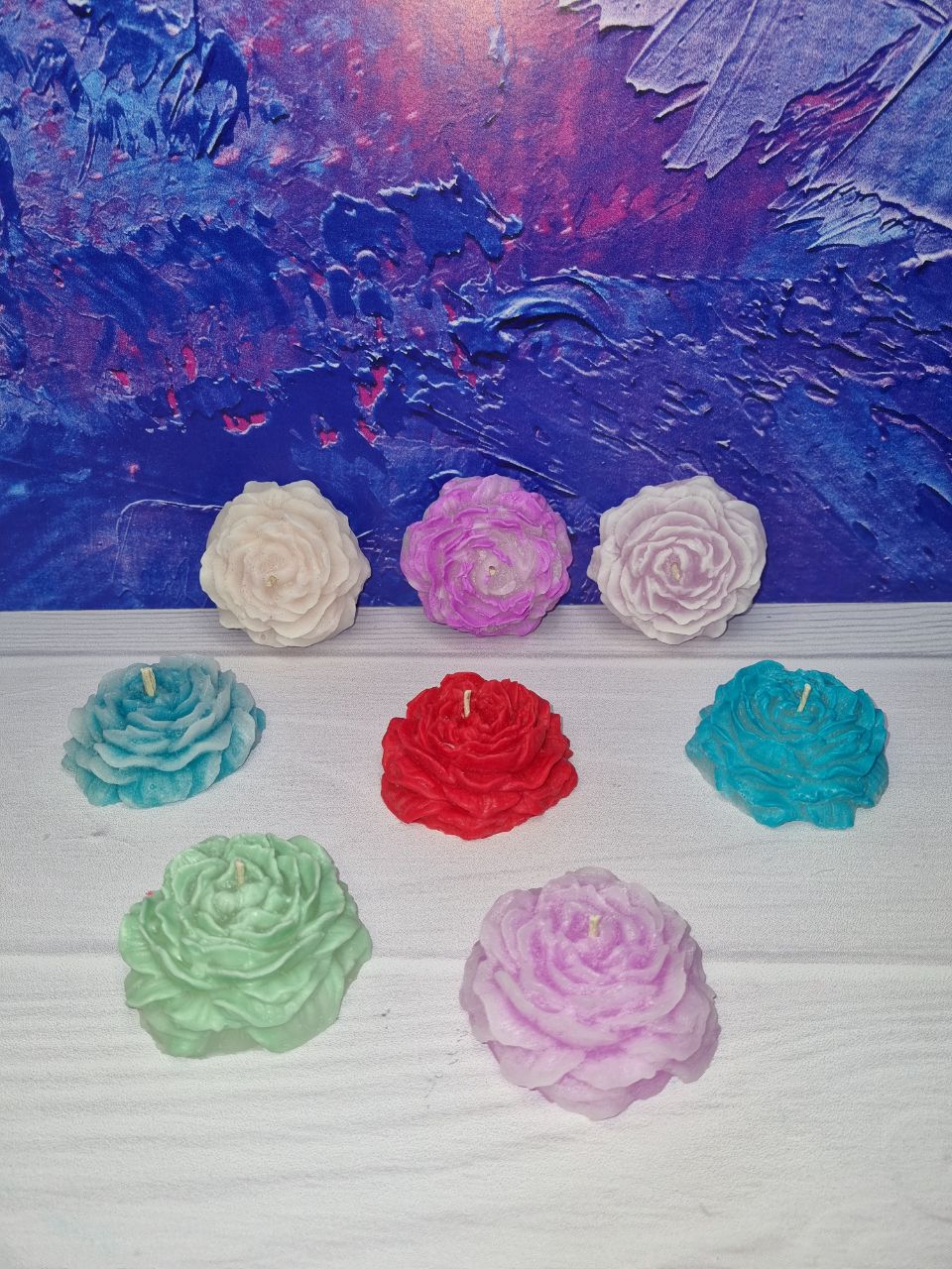 شمع دست ساز طرح گل آلاله چند رنگ