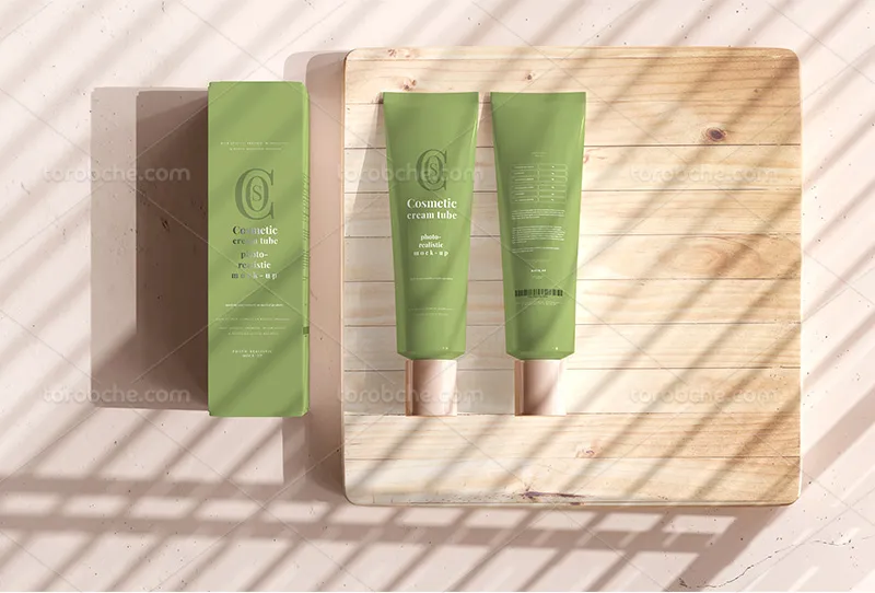 موکاپ کرم از زاویه بالا | گرافیک با طعم تربچه