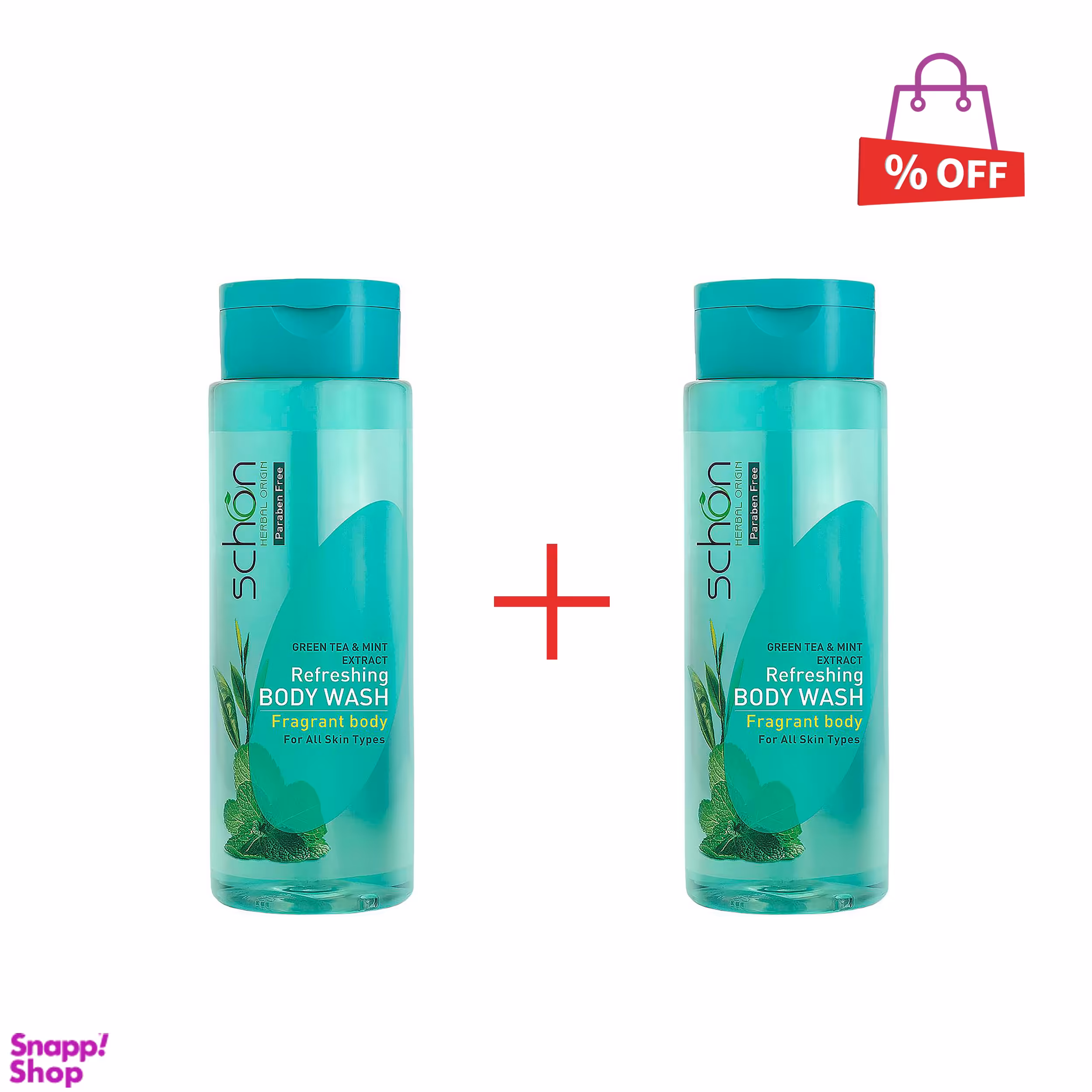 شامپو بدن شون (Schon) مدل Green Tea And Mint حجم 420 میلی‌لیتر مجموعه 2 عددی