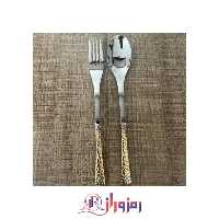 سرویس قاشق و چنگال 24  نفره 120 پارچه 5 میل یونیک مدل نیمه طلایی کریستالی