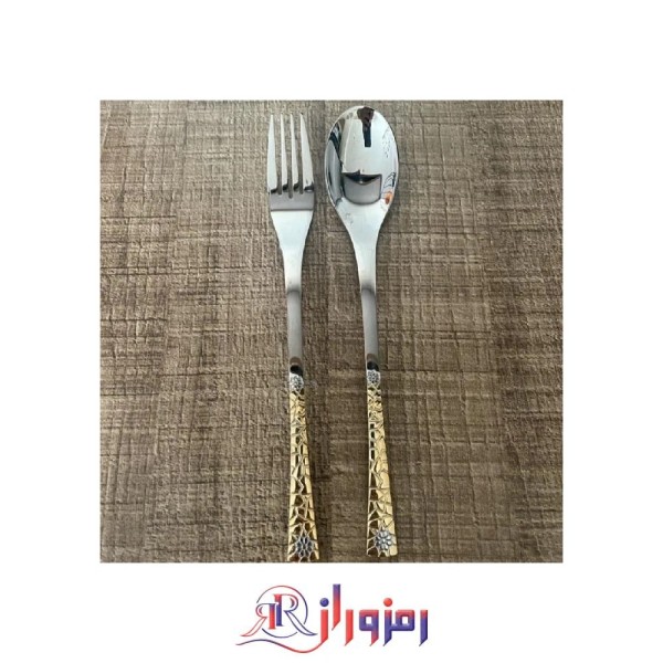 سرویس قاشق و چنگال 24 نفره 120 پارچه 5 میل یونیک مدل نیمه طلایی کریستالی
