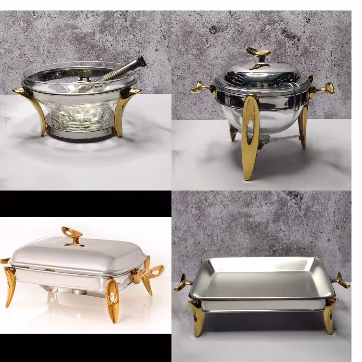 ست سوفله خوری پایه طلایی مدل قایقی رزلند