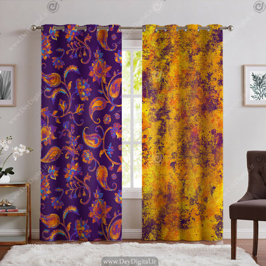 پرده پانچی سنتی طرح گل های اسلیمی PK-5988