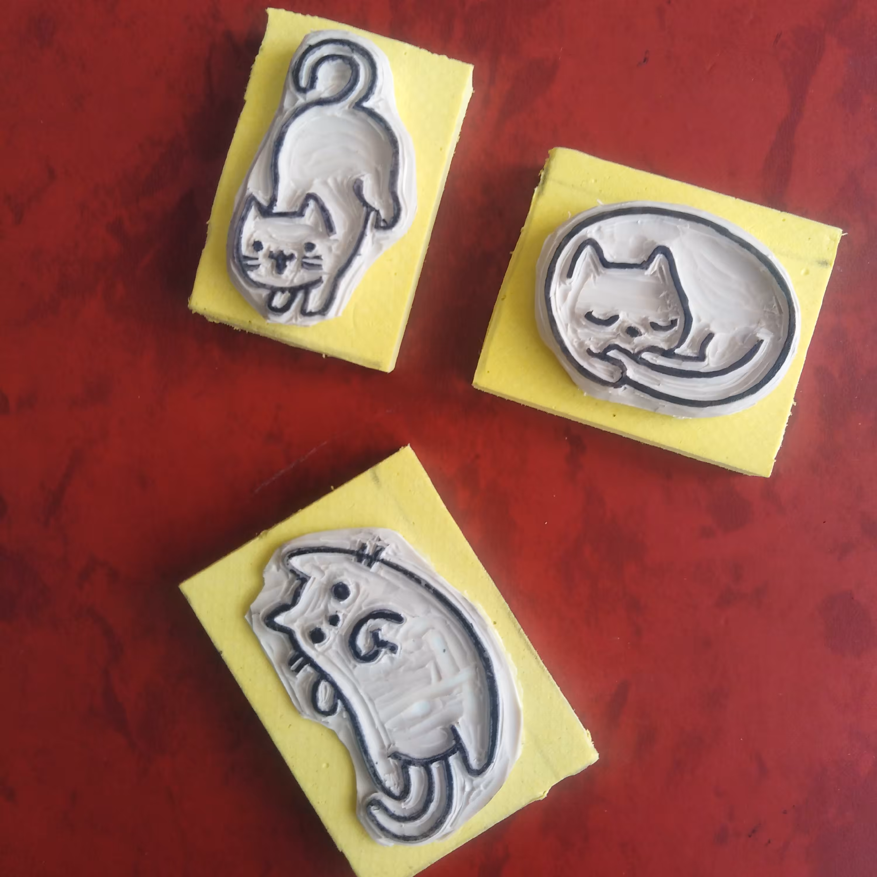 مهر دست ساز طرح گربه های ملوس پک سه عددی