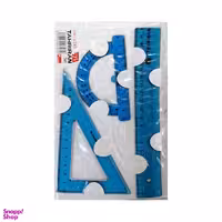 ست خط کش گونیا نقاله مدل ژله ای طول 20 سانتی متر