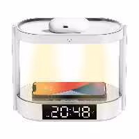 شارژ بی‌سیم 10وات و چراغ خواب و ساعت دیجیتال رومیزی پورودو PD-BLWCDC-WH