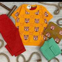 تیشرت شلوارک طرح تدی اسپرت مناسب دختر و پسرجنس تیشرت پنبه یکرو سوپر درجه یک جنس شلوارک کتان کش دو رنگ شیک سایز40تا55
