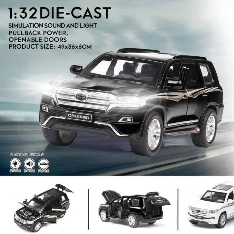 ماشین فلزی لندکروز دربازشو چراغداربزرگ 20سانت ماشین فلزی موزیکال ماشین لندکروز