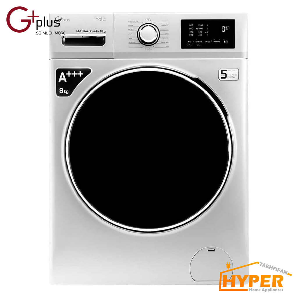ماشین لباسشویی جی پلاس GWM-P8220W سفید 8 کیلویی