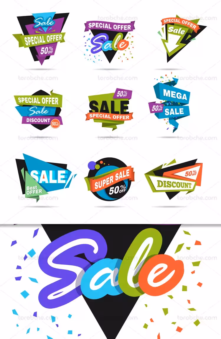 وکتور بنرهای تخفیف فروش | گرافیک با طعم تربچه