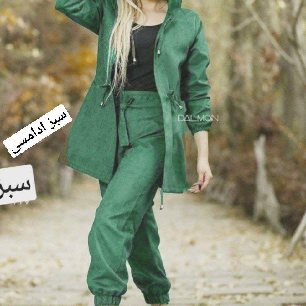 ست مانتو و شلوار کلاهدار دو تیکه فری سایز در شش رنگبندی جذاب و ارسال رایگان