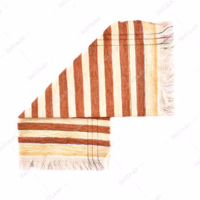 حوله آشپزخانه دستباف راه راه کرم و قهوه ای 32 در 32 سانتیمتر درجه یک