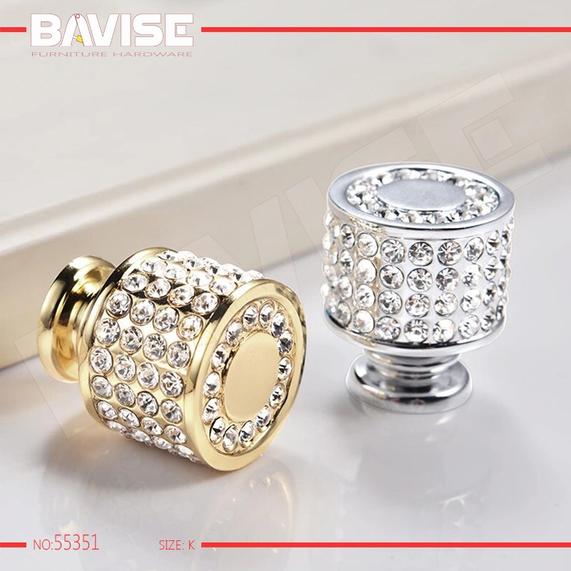 دستگیره کابینت کریستالی لوکس - رنگ کروم - کد 55351 - سایز تک پیچ - وارداتی - مناسب کابینت های گلاس سفید، انزو، ممبران