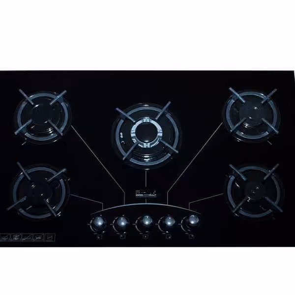 اجاق گاز صفحه ای شیشه پنج شعله   باورسان  (هزینه ارسال بصورت پس کرایه هست