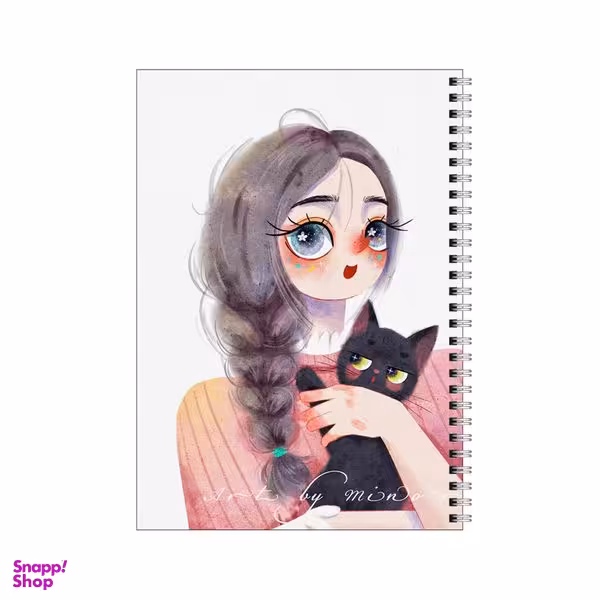 دفتر مشق 80 برگ بامبیلیپ طرح دختر چشم آهویی و گربه کد 8441519