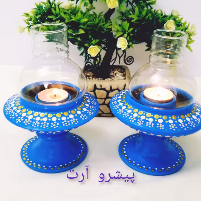 جاشمعی وارمری پایه دار نقطه کوبی شده تماما کار دست 