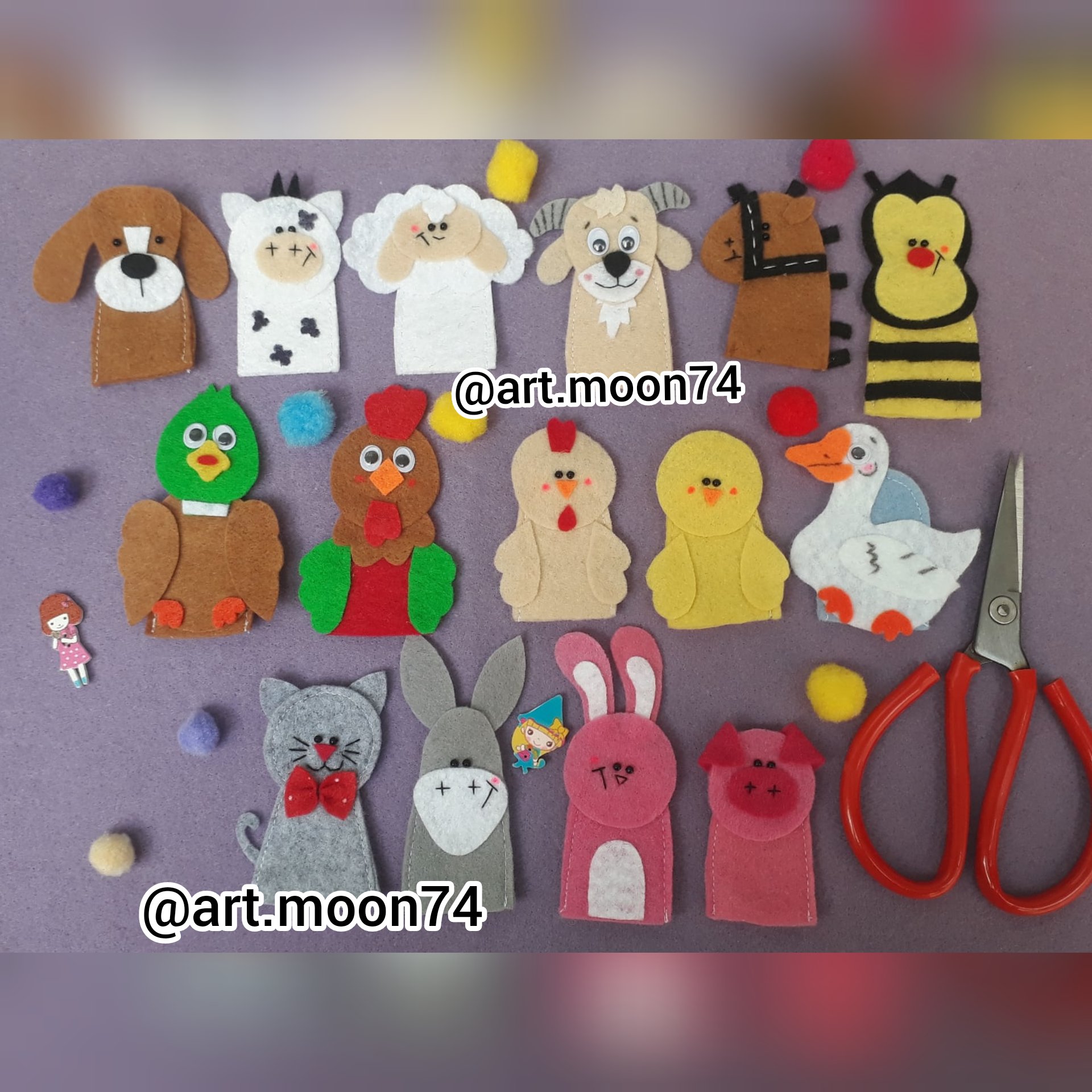 عروسک انگشتی حیوانات (پک40 عددی)