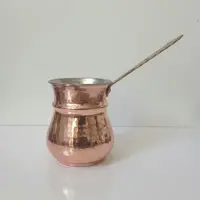 قهوه جوش مسی شکمی دسته برنجی نانو شده  سایز بزرگ


