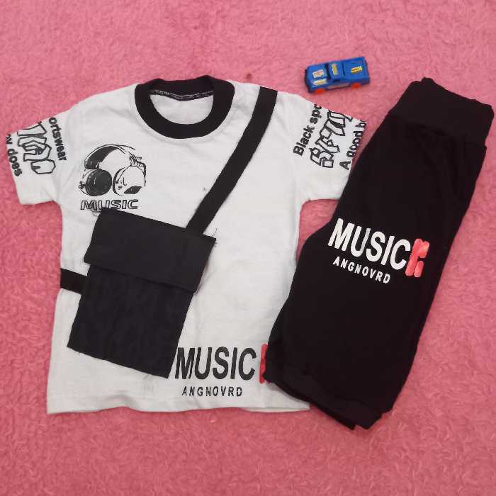 تیشرت وشلوارک پسرانه طرح موزیک 