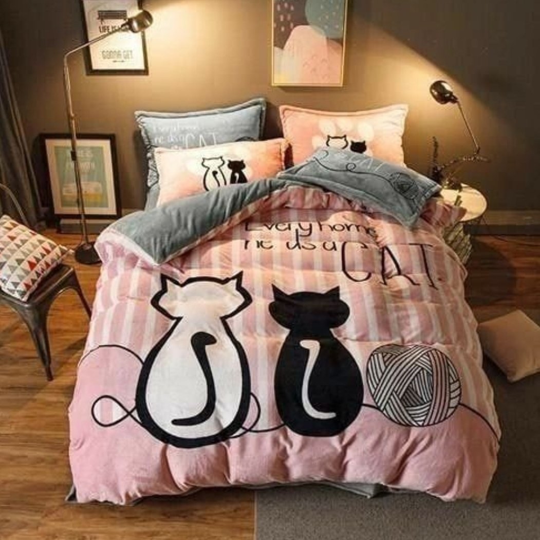 روتختی دو نفره مخمل (طرح گربه 2 نفره)