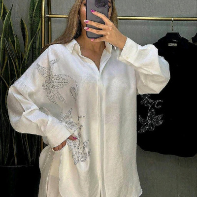 شومیز مانتویی سه گل