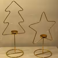 جاشمعی فلزی طلایی در دو طرح کاج و ستاره