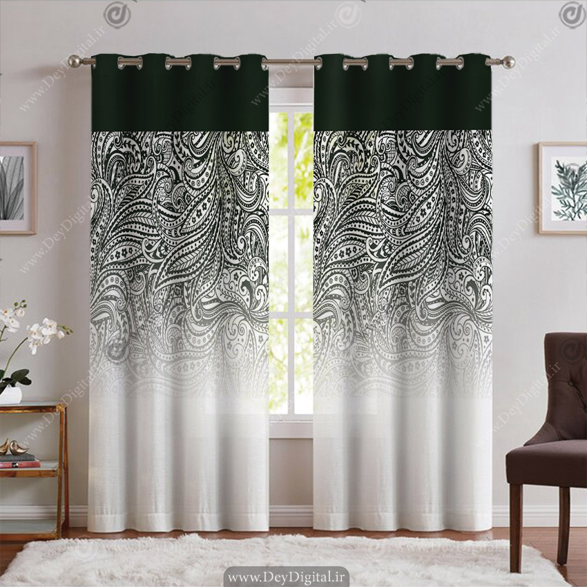 پرده چاپی رنگ تیره کد SA-2960