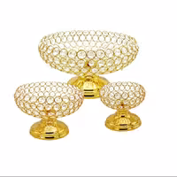 ست شکلات خوری-میوه خوری-آجیل خوری نگین دار طلایی برند Perfect مجموعه 3 عددی