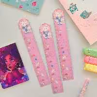 خط کش مگنتی فانتزی طرح دختر رنگ صورتی 15 سانتی متری