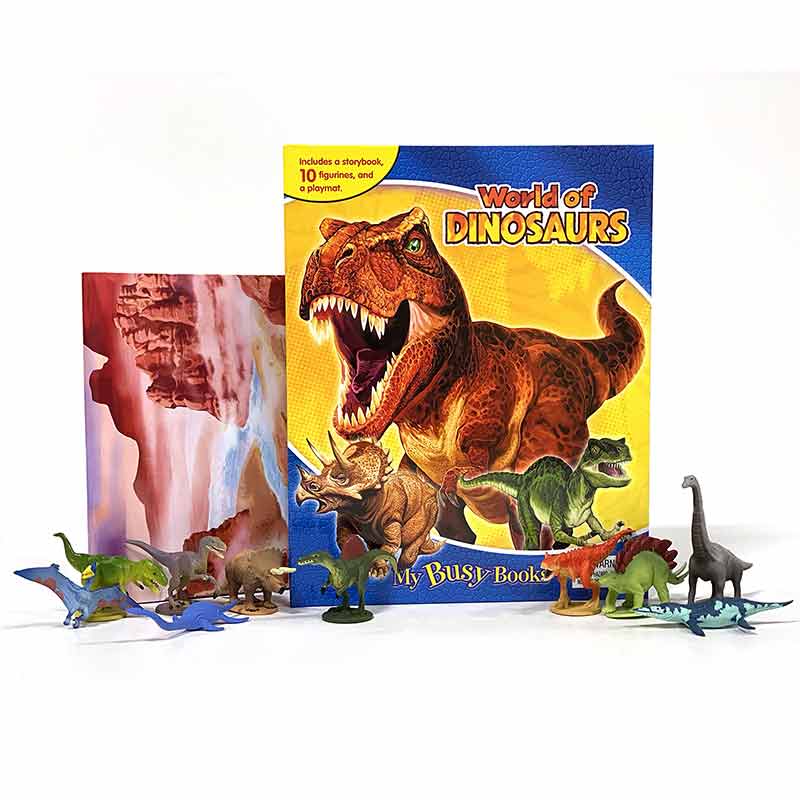 فیگور دایناسور با کتاب انگلیسی busy book world of dinosaurs کد 52908