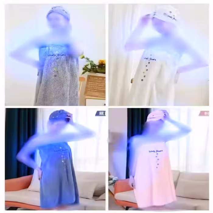 حوله استخری مدل دکلته به همراه کلاه حوله ای